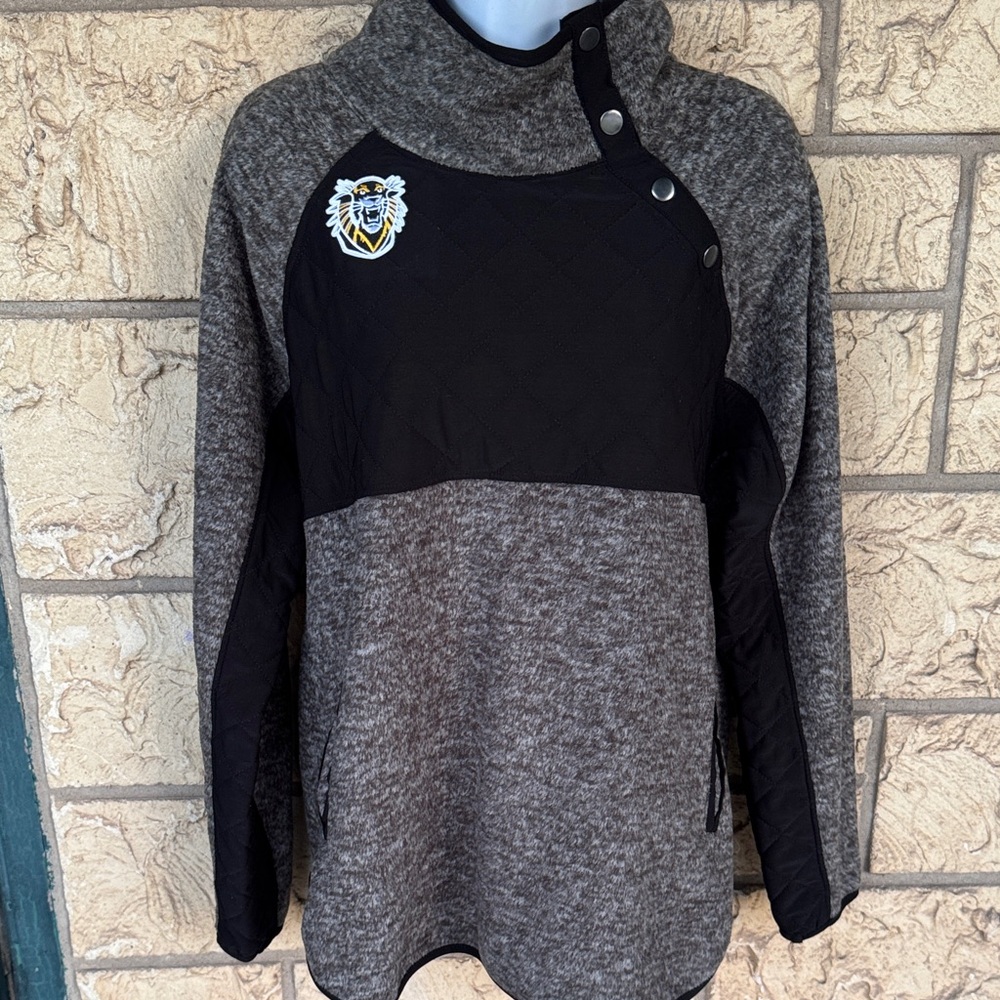 Black& Gray Pullover Jacket Embroidered Logo GameDay Lion Panther Size Med Soft
